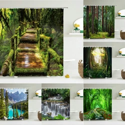 Forest Natural Scenery Shower Curtains High Quality Waterproof Shower Curtain Tree Landscape Bathroom Curtain Polyester Fabric