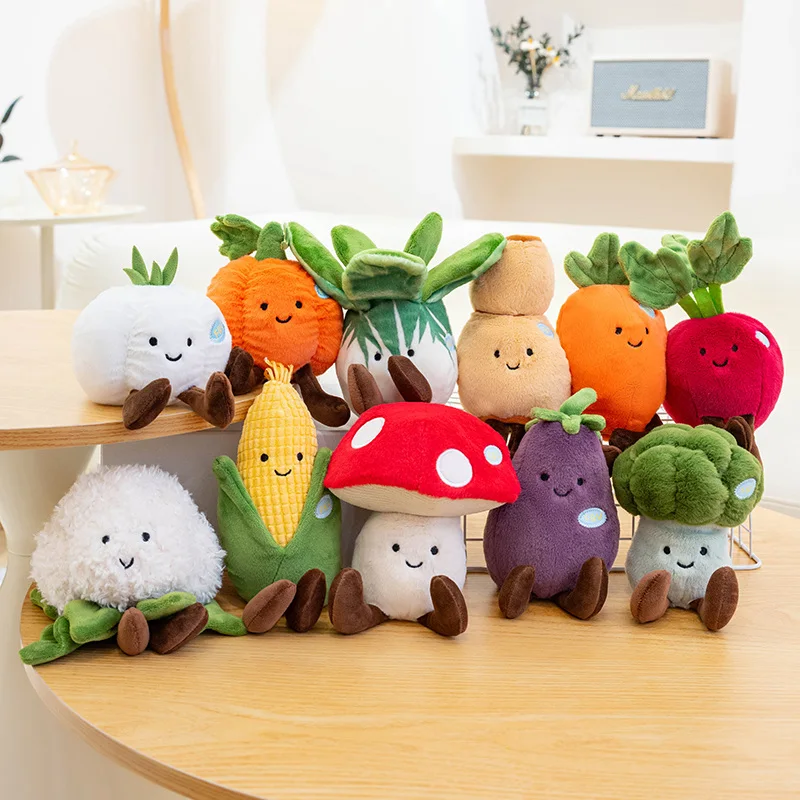 Creative Broccoli Corn Vegetable Plush Doll Cute Radish Garlic Pumpkin Stuffed Toys Carrot Eggplant Cauliflower Mushroom Plushie