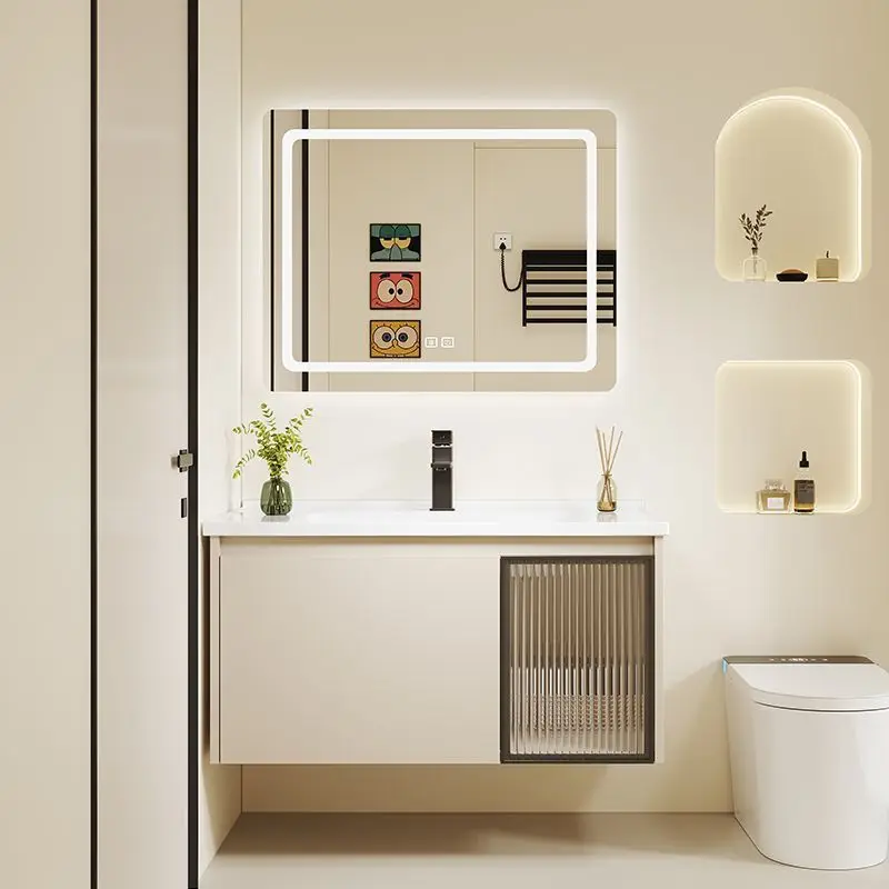 #Modern simple bathroom cabinet ceramic integrated basin bathroom washbasin countertop integrated washbasin cabinet group washba