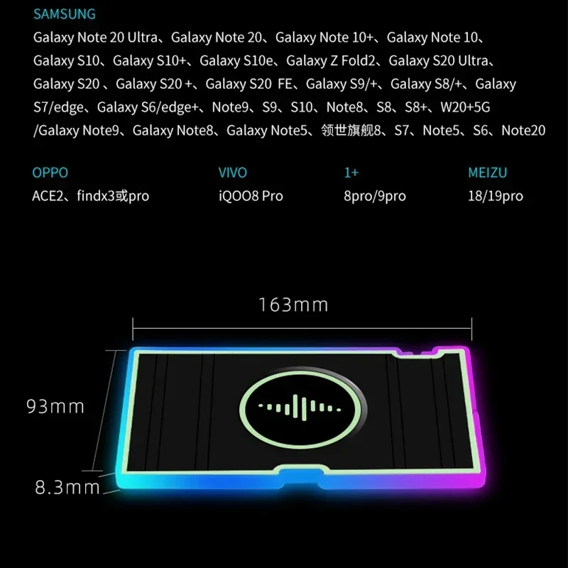 

Беспроводное автомобильное зарядное устройство-подставка 15 Вт RGB для iPhone 16, 15 Plus, 14, 13, 12, Xiaomi, Samsung, Huawei, Type-C, быстрая беспроводная зарядка для автомобиля