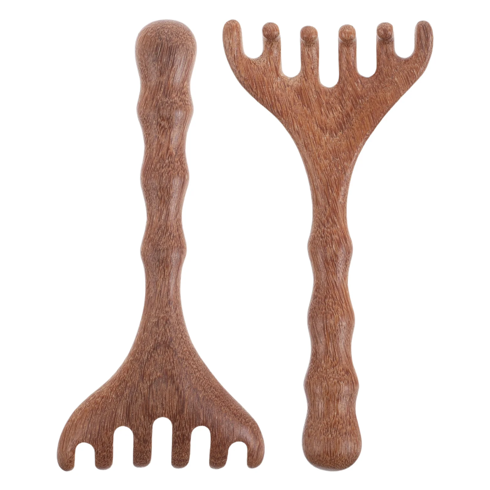 

2Pcs Wood Scalp Massage Comb Antler Shaped Five Prongs Ergonomic Design Head Neck Gua Sha Relaxing Durable Massage Comb