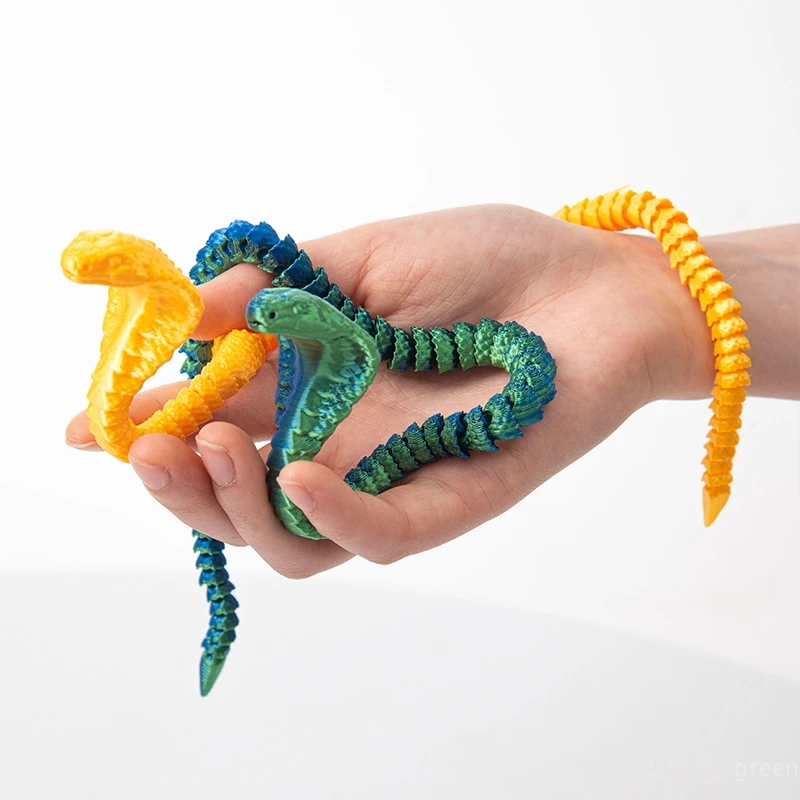 3D Printed Snake Figurine Simulation Cobra Fully Body Articulated Movable Joint Fish Tank Decoration New Year Gift Kids Toy