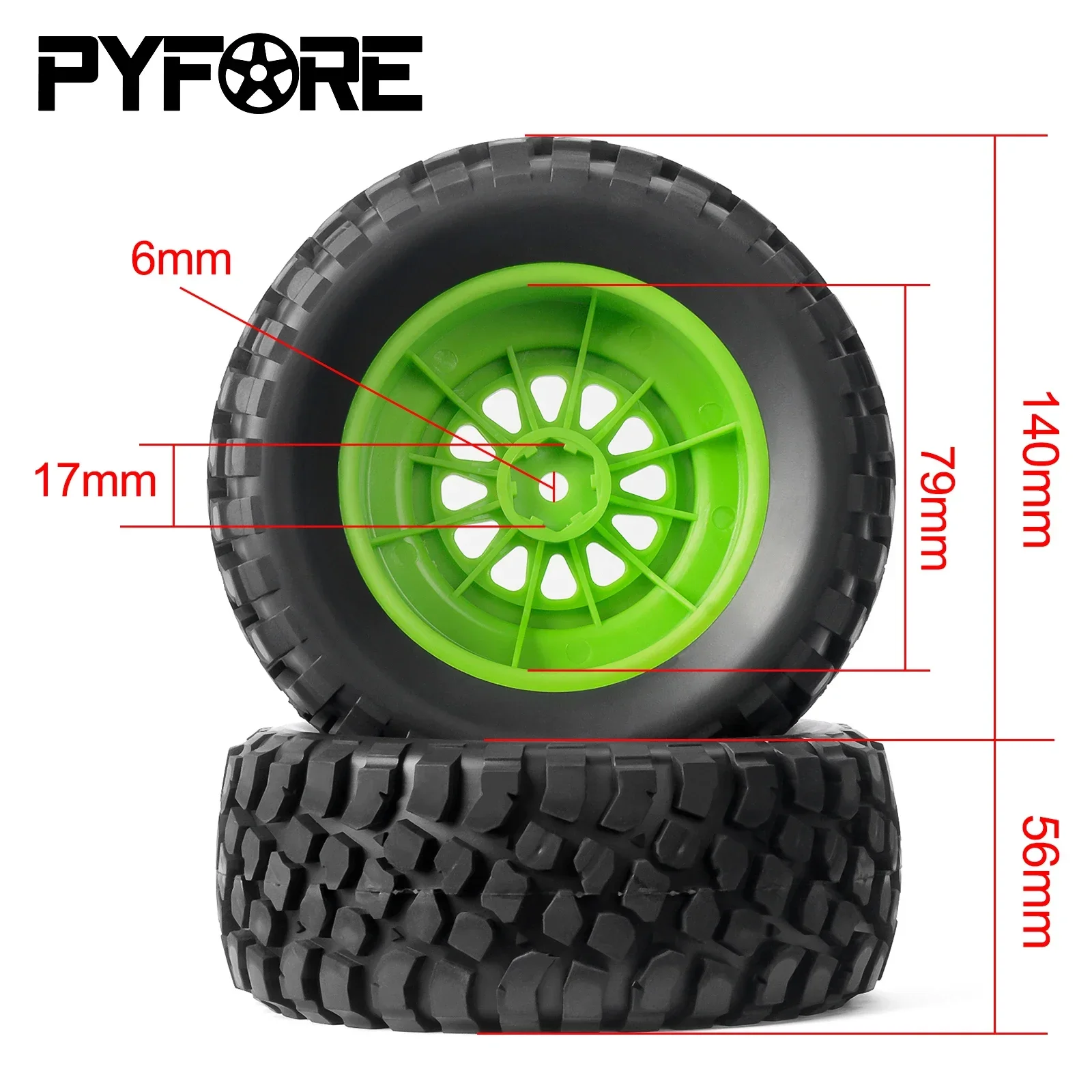 PYFORE 4 قطعة 140X56 مللي متر إطارات الطرق الوعرة مع محول 17 مللي متر ل UDR 1/7 RC نموذج سيارة الصحراء ملحقات شاحنة RC سيارات