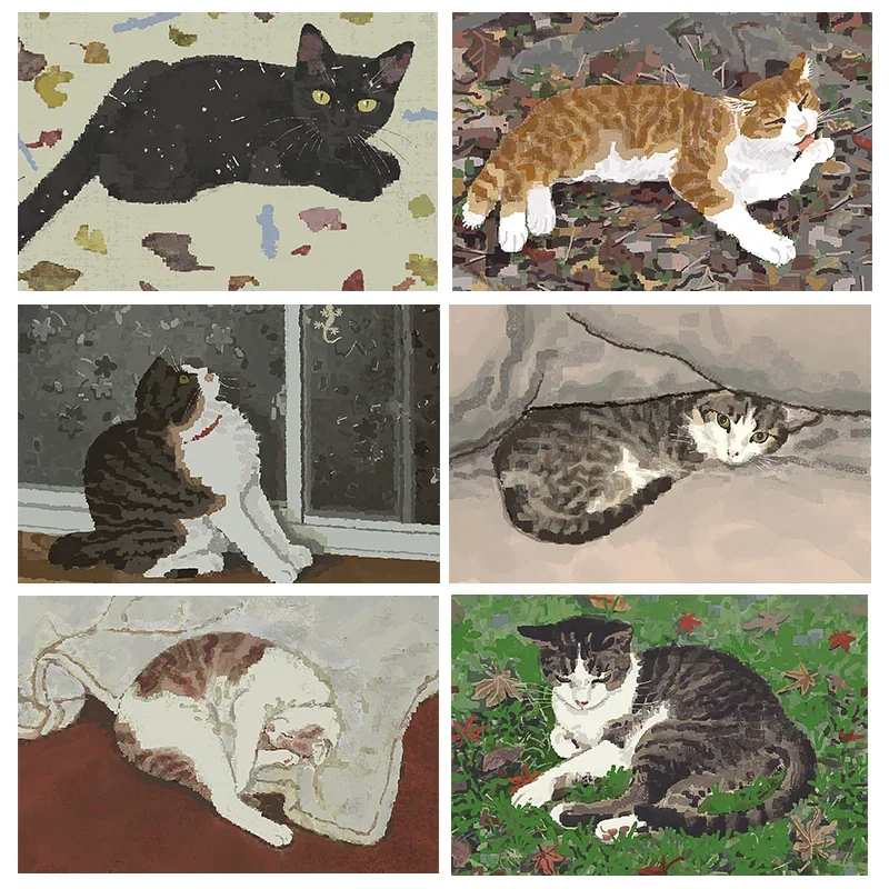 1pc frameless Canvas Painting Cute Pixel Cat Posters Abstract Animal Prints Canvas Painting Cat Wall Art Pictures Home Living Ro