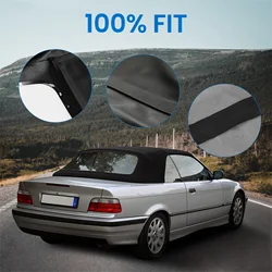 Convertible Soft Top w/Heated Glass Window Black for BMW  E36 318i, 320i, 323i, 325i, 328i High Perfermance