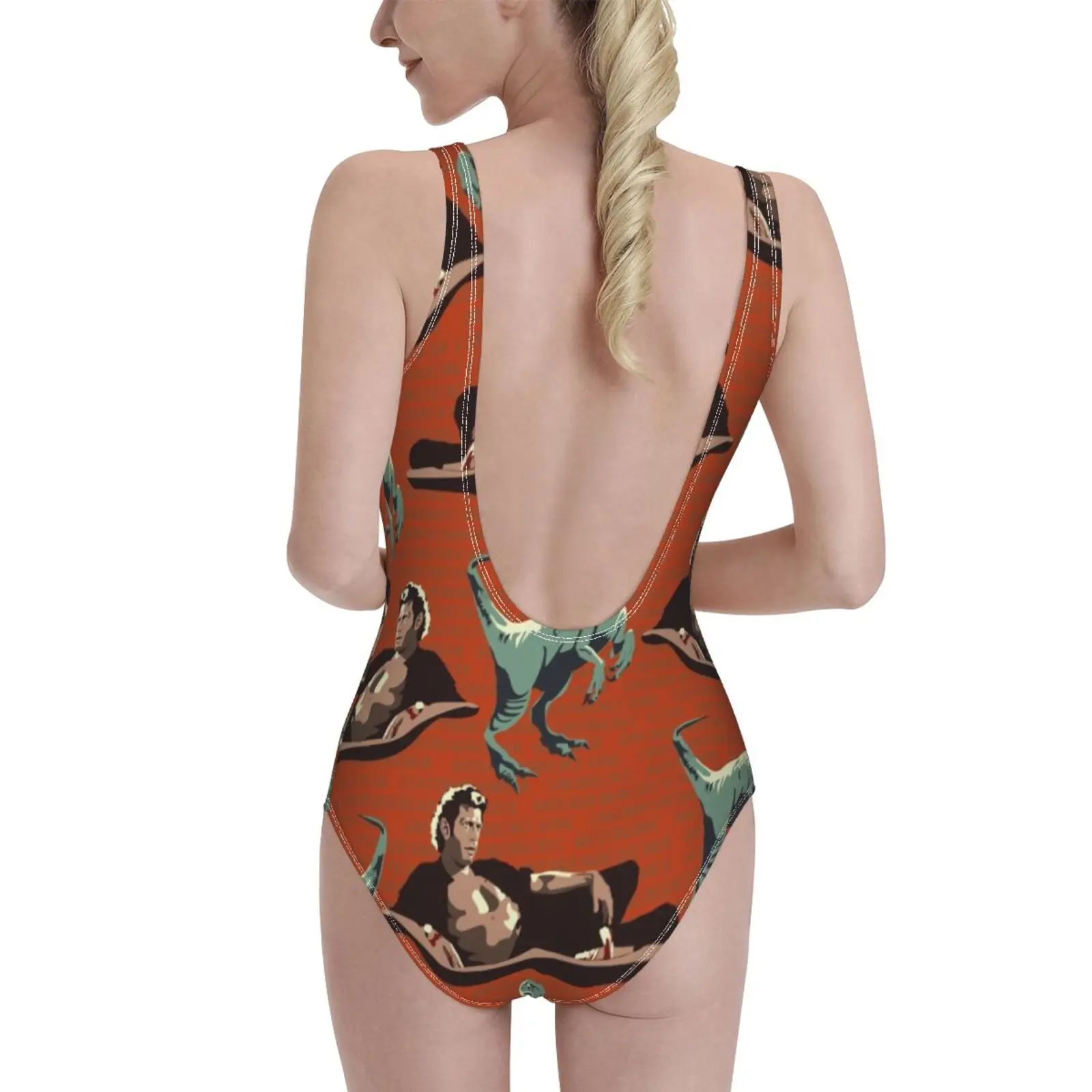 Geniuses Bodysuit One Piece Swimwear Women New Female Beach Swimsuit Bathing Suit Beachwear World Dna Velociraptor Raptor