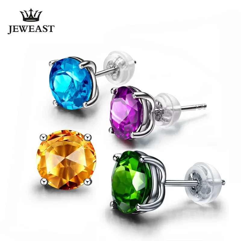 

Серьги из чистого золота 18 карат с натуральным цитрином/аметистом/топазом/диопсидом, настоящие серьги из цельного золота AU 750, ювелирные изделия, хит продаж, новинка 2025 г.