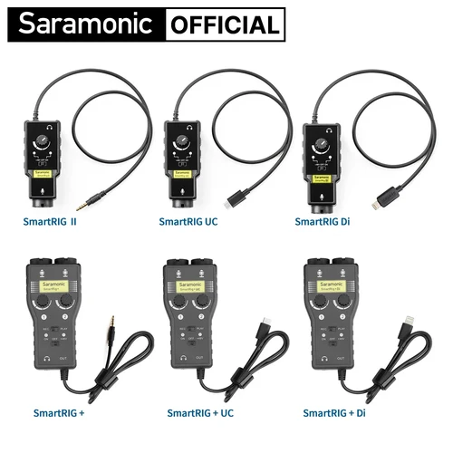 Saramonic SmartRig interfaz de Audio profesional para guitarra XLR micrófono amplificador mezclador de Audio para PC ordenador Smartphone DSLR