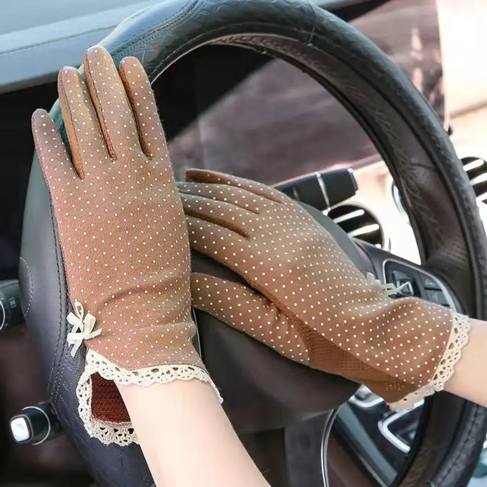 1 Pair Delicate Sun Protection Gloves  Breathable Long-Lasting Sunscreen Gloves  Summer Driving Riding Full Finger Gloves