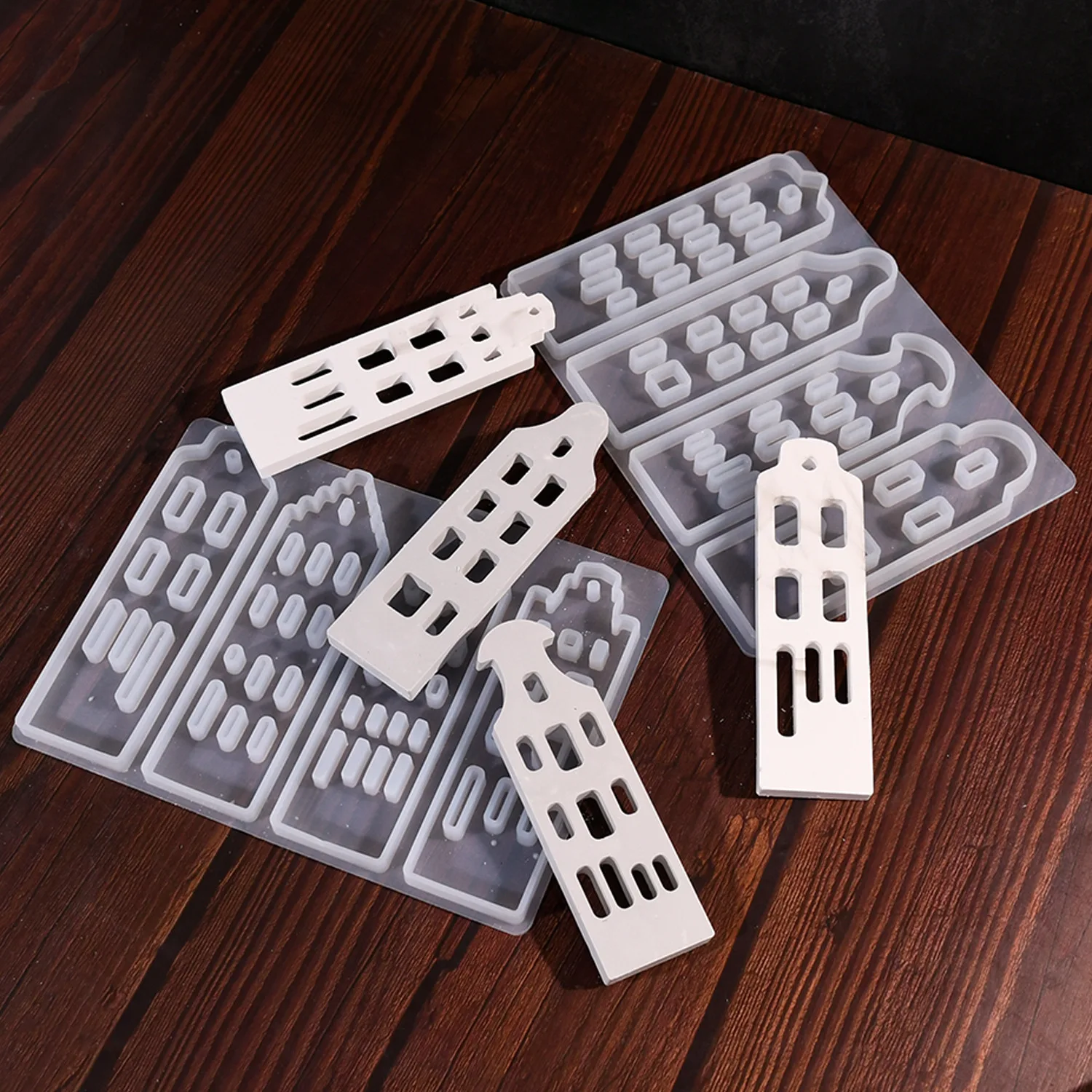 

DIY epoxy resin mold 4-link house aromatherapy candle holder power strip 3D decoration silicone mold