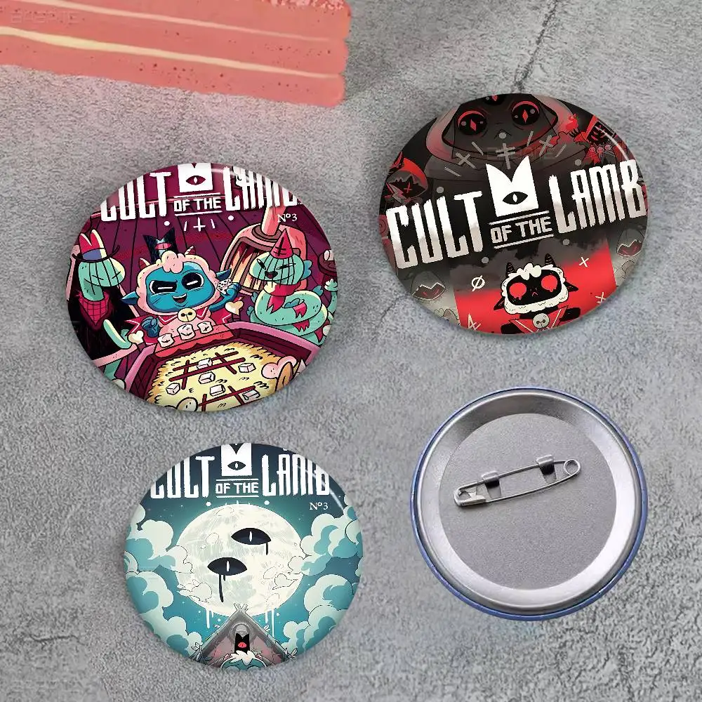 Cult Of The Lamb Round Button Pins Slogan Creative Brooches Backpack Clothes Decoration Fashion Cartoon Jewelry Gifts