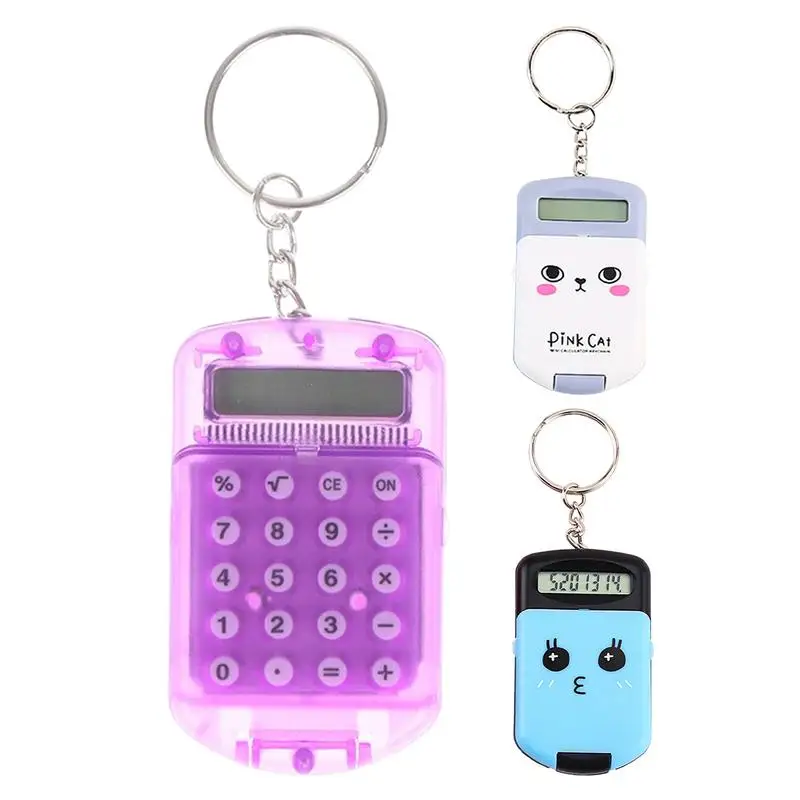 ポータブル数字ディスプレイ漫画計算機、かわいいキーホルダー、ミニ計算機、ポケットサイズ、事務用品