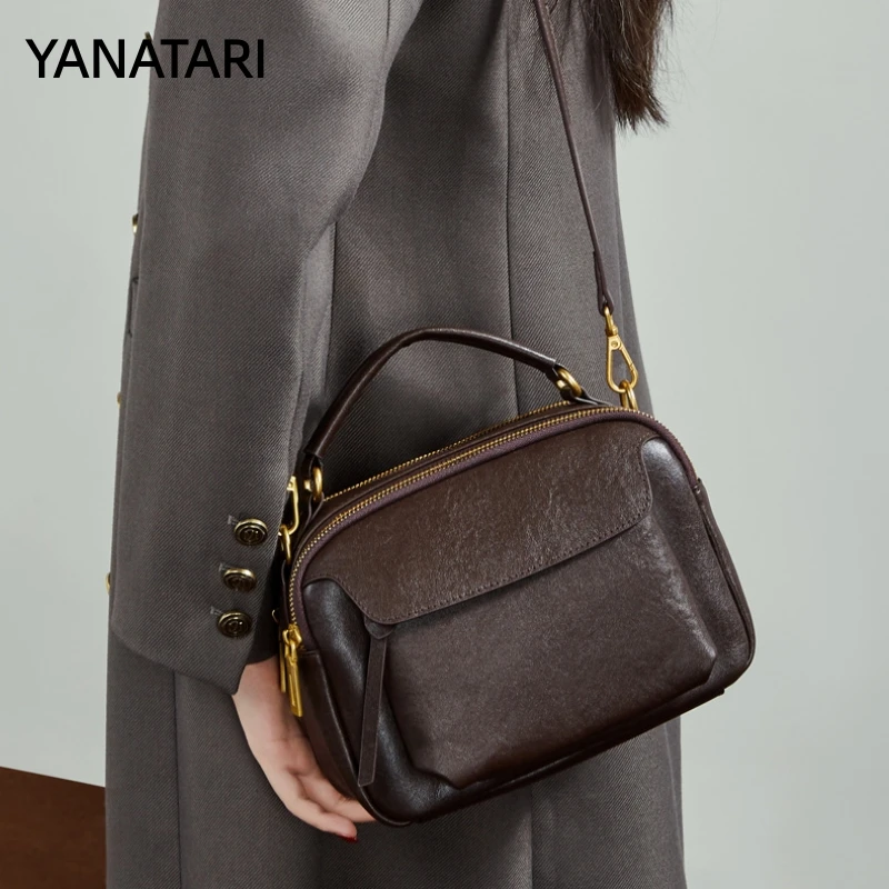 YANATARI Underarm Cowhide Genuine Leather Handbags Women Vintage Shoulder Bag Female Crossbody Bags Luxury High Quality 2026