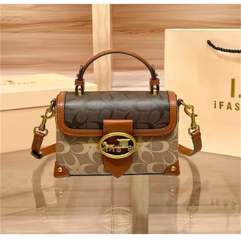Bolso pequeño minimalista y a la moda para mujer, bolso cruzado de carro de alta gama, bolso de caja portátil, color contrastante, nuevo
