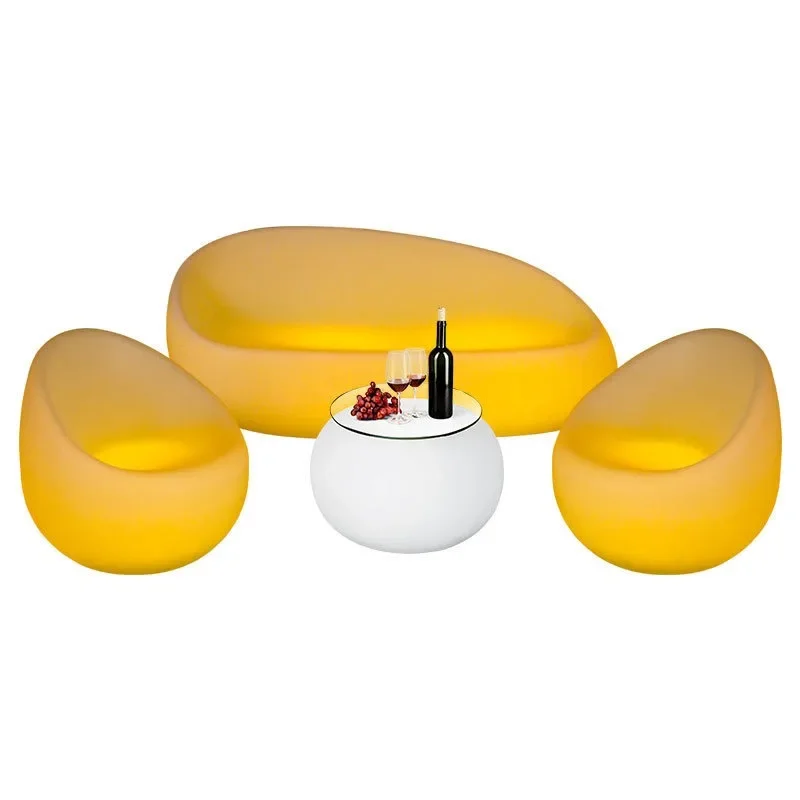 

LED outdoor sofa simple bar balcony three-person sofa colorful creative table and chair combination