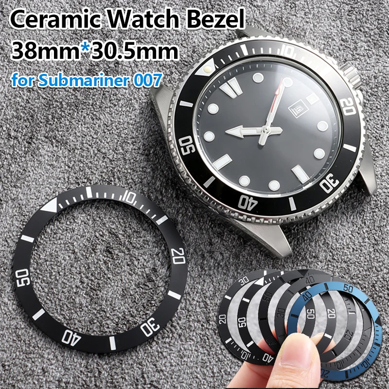 38mm*30.5mm Ceramic Watch Bezel Insert 60‑Minute Timing Scale Replacement Ring Scratch‑Resistant Watch Mod Part Repair Accessory