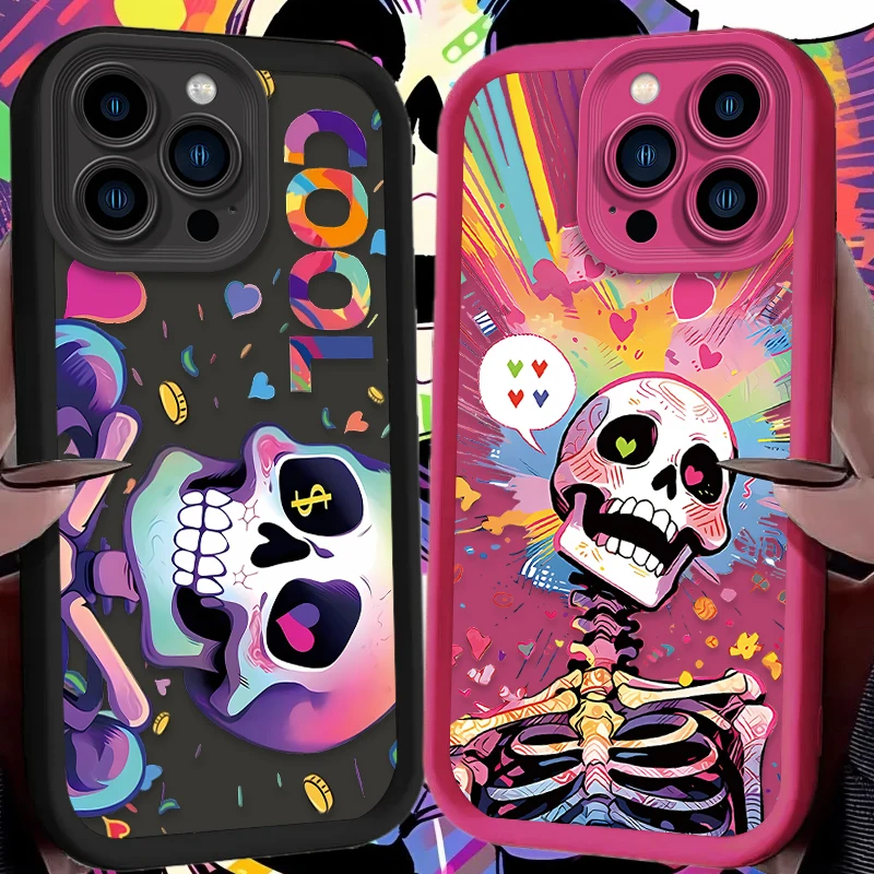 Colorful Shape Skeleton Phone Case For iPhone 15 Case iPhone 14 13 12 11 Pro Max X XS XR 7 8 Plus SE 2020 Silicone Bumper Cover