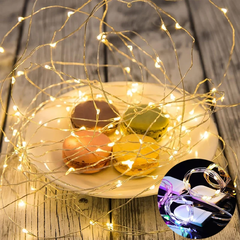 

5PCS LED Fairy Lights Battery Operated 3 Modes Copper Wire String Lights for Wedding Birthday Party Gift Cake Bouquet Decor