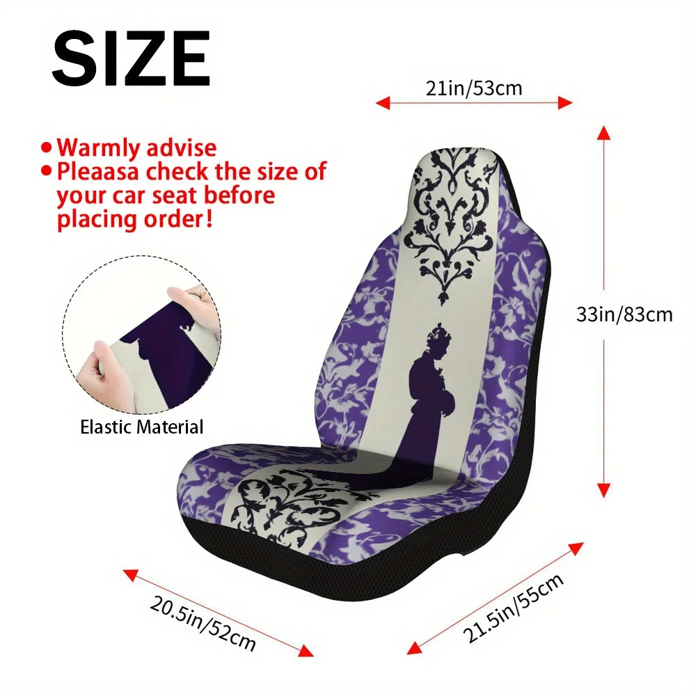 2pcs Y. Print Car Seat Covers - Fit For Most Cars, Trucks, Vans & SUVs | Durable Polyester Front Seat Protectors | Easy To Insta