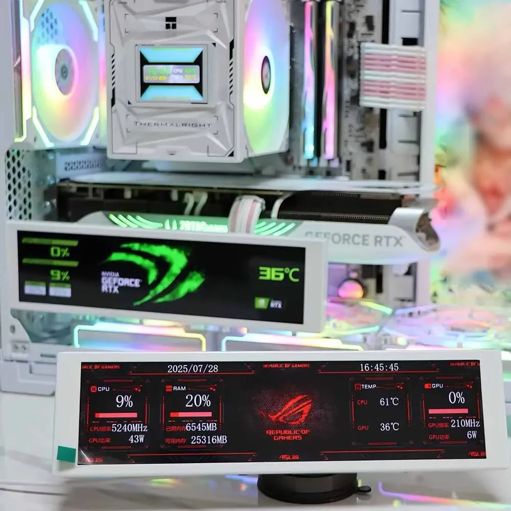 9Inch IPS HD Monitor For Computer Gaming Cabinet,USB Smart Control PC Case Display CPU GPU RAM Status Secondary Screen