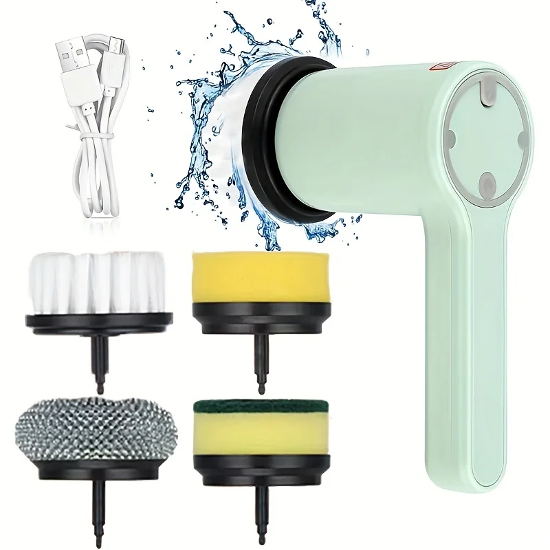 Épurateur rotatif, brosse de nettoyage épurateur électrique sans fil avec têtes de brosse remplaçables épurateur de douche électrique à main pour baignoire,