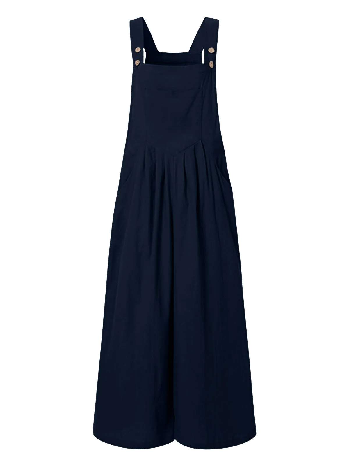 بذلة نسائية مع جيوب بدون أكمام وأرجل واسعة بالإضافة إلى حجم وزرة