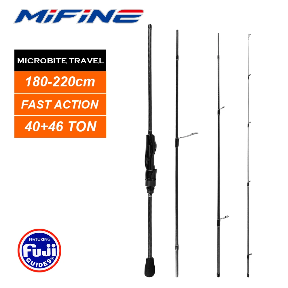

Удилища MIFINE MICROBITE AJING для спиннинговой ловли, 40+46T, вес приманки 0-3г/0.5-5г/1-8г/1.5-10г, быстрое, 4 секции, портативное рыболовное удилище