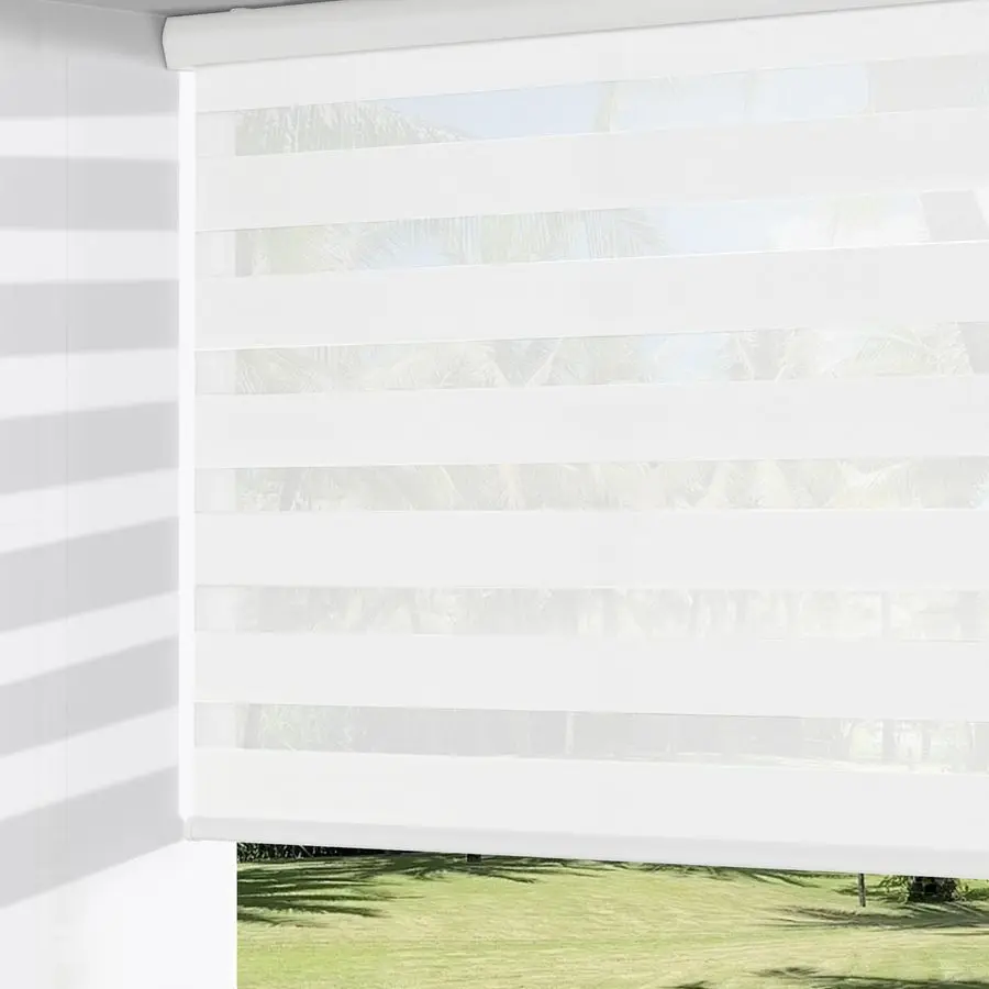 

Cordless Zebra Blinds for Windows, Dual Layer FreeStop Light Filtering Window Roller Shades, Pull Down Privacy Zebra Shades for