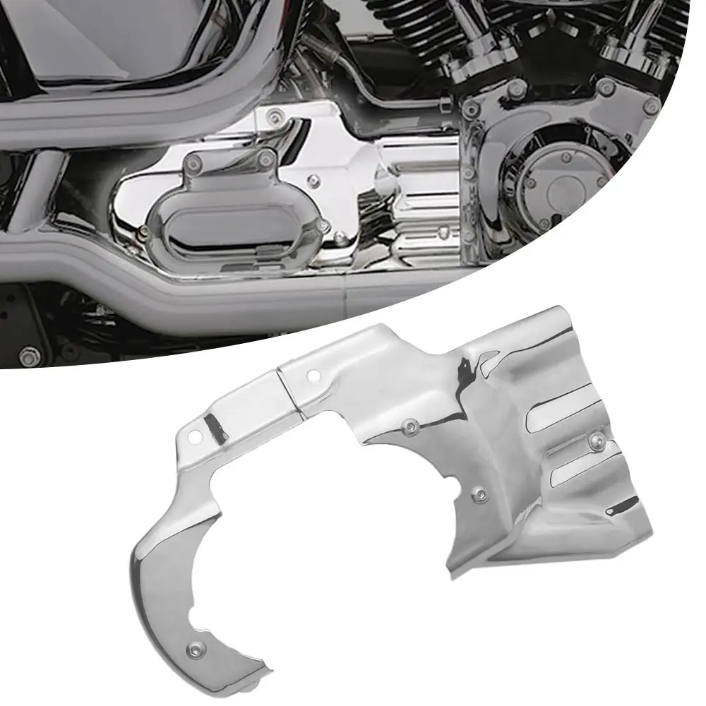Motorcycle Engine Transmission Interface Cover Compatible With Harley-Davidson Blackline Fat Boy Cvo Softail 2007‑2017 Chrome