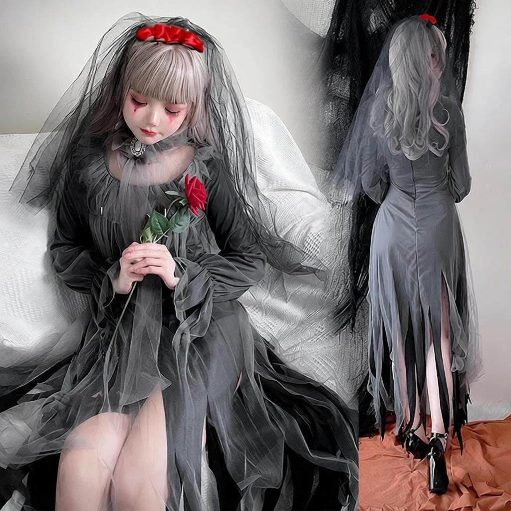 

Halloween Zombie Costume Witch Bride Bar Party Performance Clothing Women's Fashion Stage Outfit without Brand