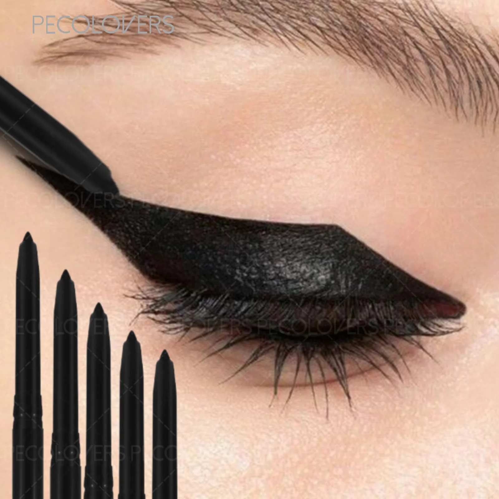 5PCS Waterproof Sweatproof Eyeliner Gel Pencil Black Quick Drying Smooth Matte Lasting Eye Liner Gel Pen Perfect Gifts