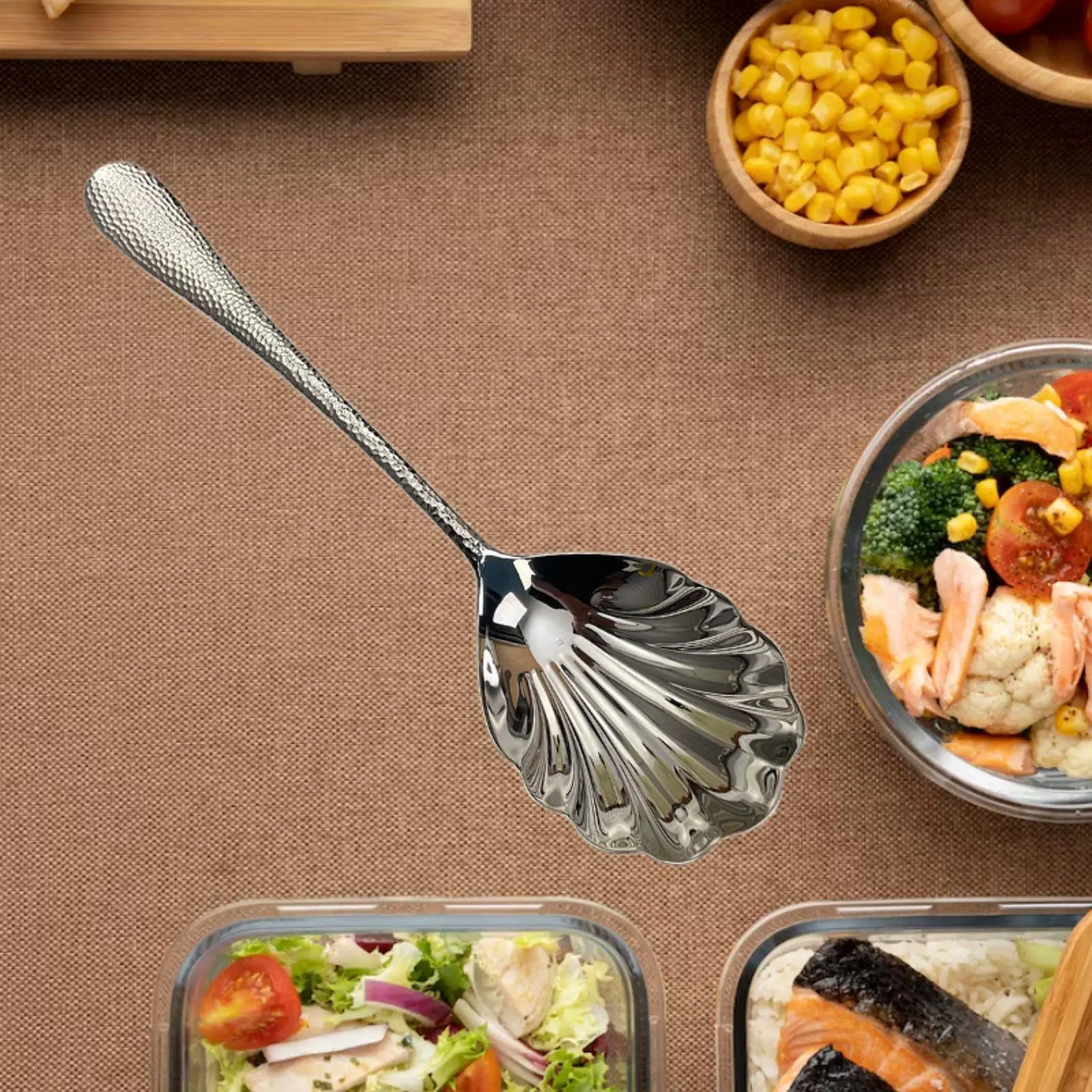 Large Serving Spoon for Buffet Shell Shape Stainless Steel Serveware Large for Catering Home and Commercial Dinner Buffet Hotel