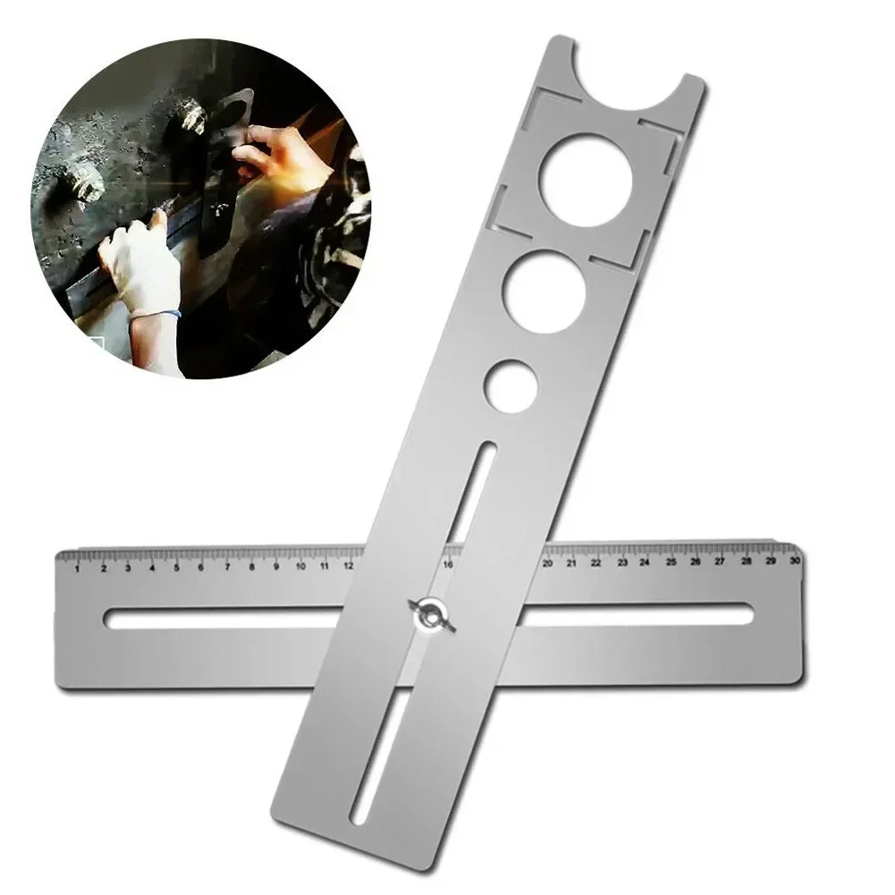 1pc Multi-Functional Stainless Steel Ceramic Tile Hole Locator Ruler Adjustable Punching Hand Tool For House Decorated Work