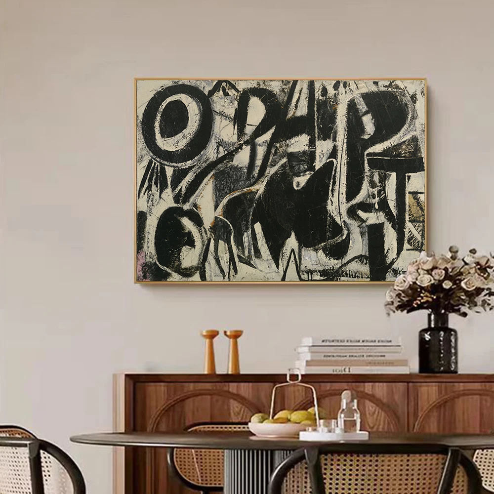 Canvas Print Painting Poster Abstract alphabet doodle Modern Art Living Room Bedroom Porch Sofa Background Home Wall Decoration