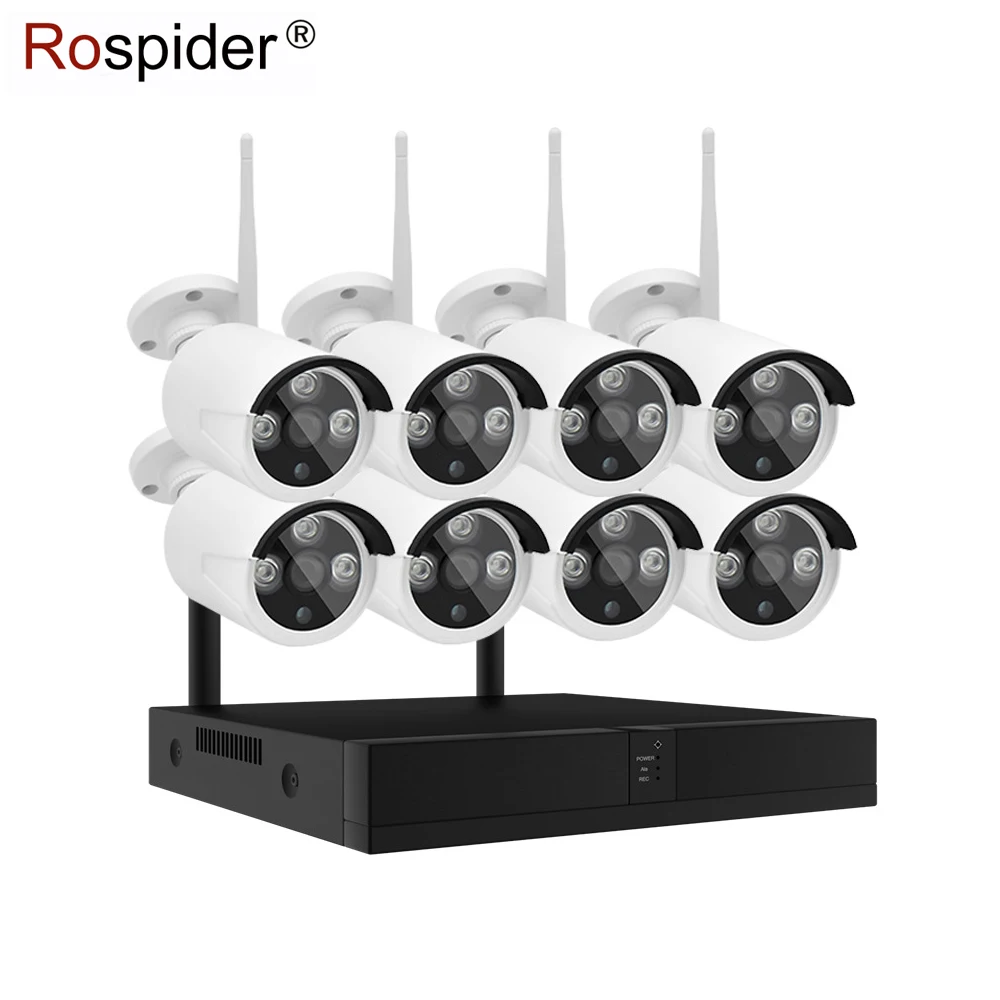 

10 pcs / lot 8 channel 6MP Wireless WiFi Security monitor NVR Kit HD Cam Shop Camera with Audio Night vision Alarm App Control