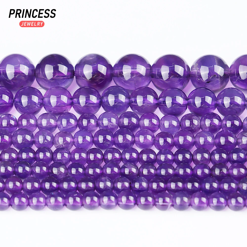 

A+++ Natural Brazil Amethyst Purple Crystal Loose Beads for Jewelry Making Bracelets Wholesale Stone Beads DIY Accessories