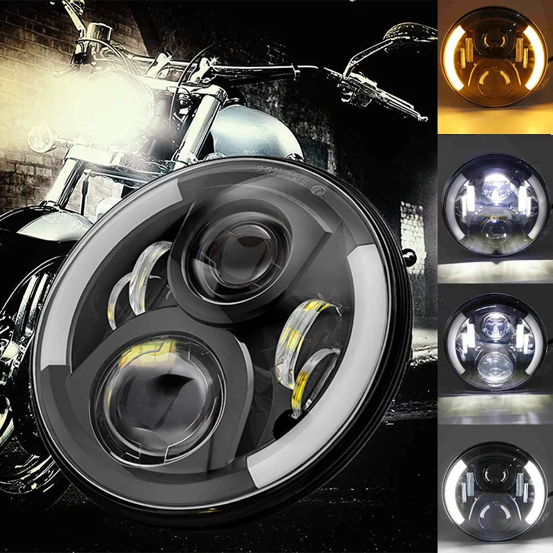 7 inch Motorcycle Headlight LED Lights Halo DRL Lamp For Royal Enfield Himalayan 400 411 650 350 Cafe Racer 7