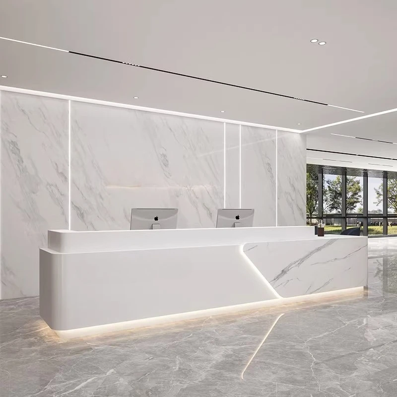 #Modern Simple Reception Desk Aesthetic Minimalist Design Display Reception Desks European Luxury Mostrador Commercial Furniture
