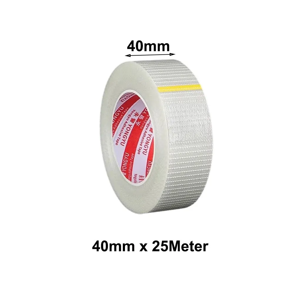 New 10mm-100mm Width Fiberglass Tape Transparent 25M Length Single-Sided Tape Waterproof Heavy-Duty Mesh Tape Battery Insulation