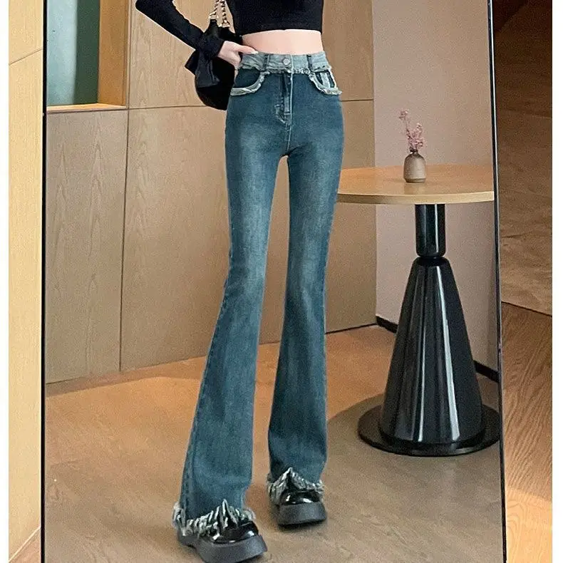 

Джинсы Женские брюки Джинсы Молодежная женская одежда Западная пастушка Американский стиль Ретро Винтаж Женская джинсовая мода Удобная