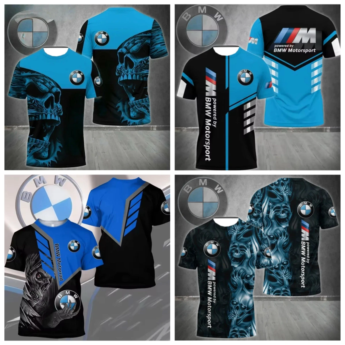 

2025 Summer BMW New Men's Racing Clothes Quick-drying T-shirt Motorcycle Short Sleeves Breathable Loose Fashion Casual Trend Y2K