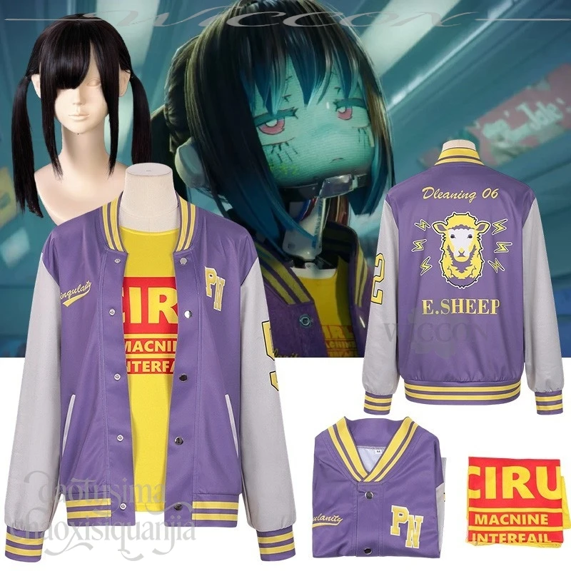 Makina Kurusu Anime Milky Subwaayy Cosplay Chaqueta de béisbol morada Camiseta amarilla Moda punk genial Disfraz de Navidad Halloween