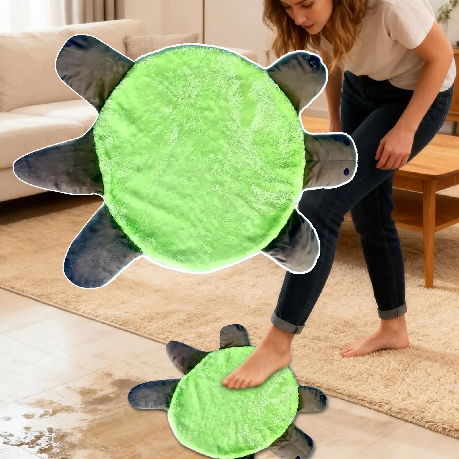 

30cm Floor Cleaning Mop Double-Sided Washable Reusable Turtle-Shaped Floor Cleaning Pad For Housewife Elderly Women Adults Busy