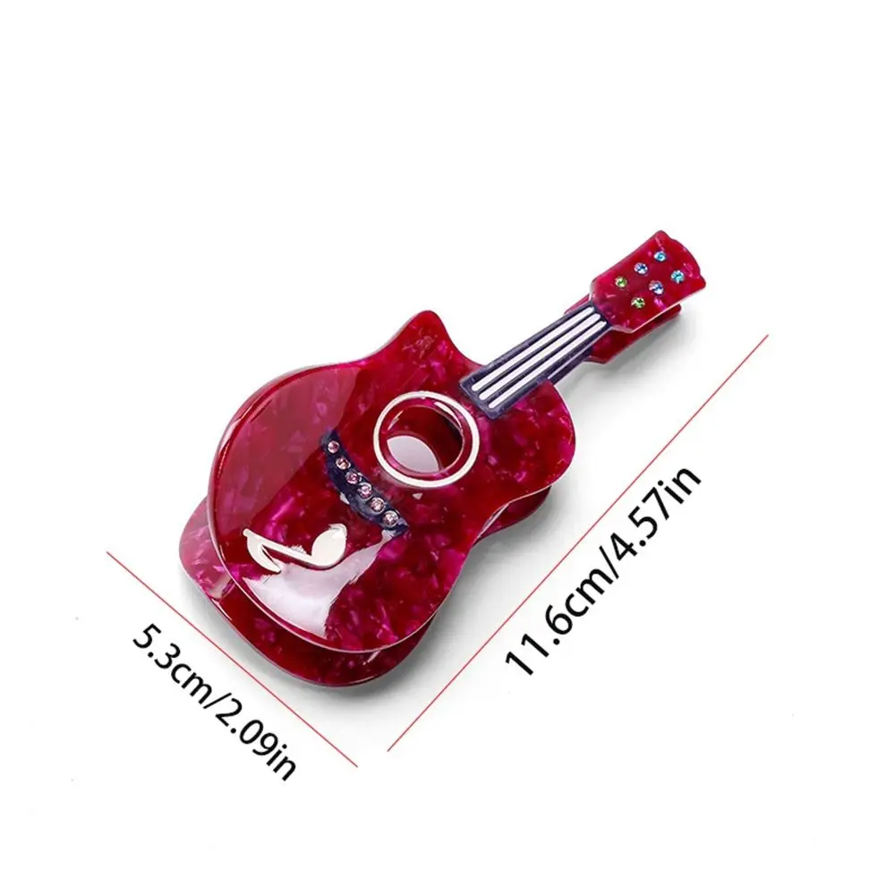 Funny Acetic Acid Acetate Guitar Hair Claw Diamond Cartoon Rhinestone Hair Clip Grab Clip Hair Accessories Big Shark Clip Female