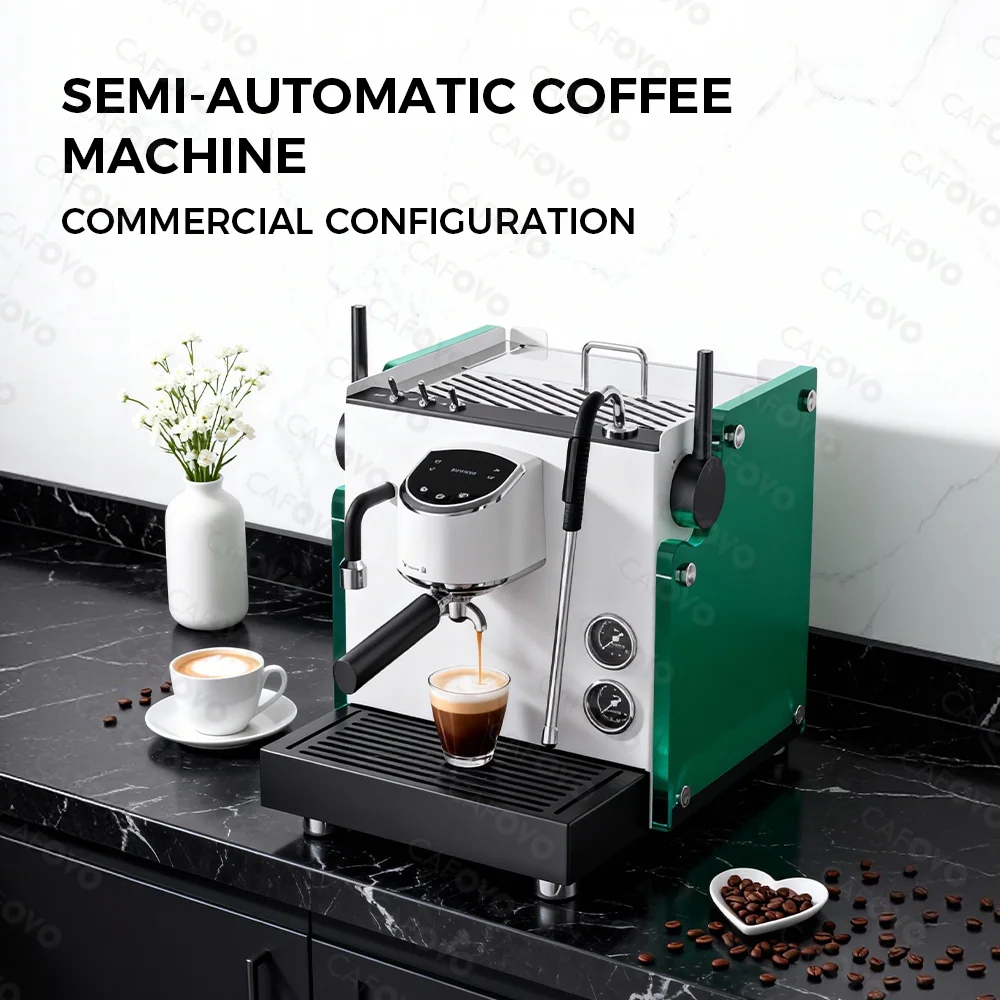 

CAFOVO E137 9Bar Semi-Auto Coffee Machine Rotary Pump Dual-storage boiler Flow Meter PID PTC Temperature Control Espresso Maker