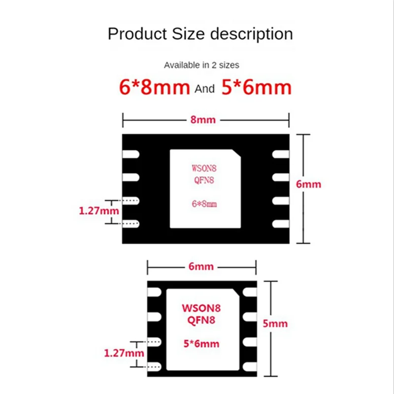 DFN8 Naar DIP8 Socket QFN8/WSON8/MLF8/MLP8/DFN8 Naar DIP8 Voor CH341A Tl866ii Plus RT809H/F T48 T56 EZP2023 6X8mm
