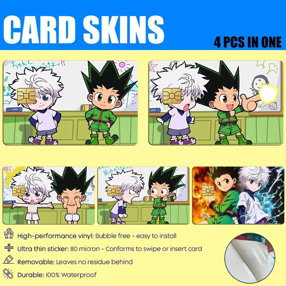 Hunter Anime Killua X Gon Card Stickers for Bank Access Protective Waterproof Film Cover Sticker