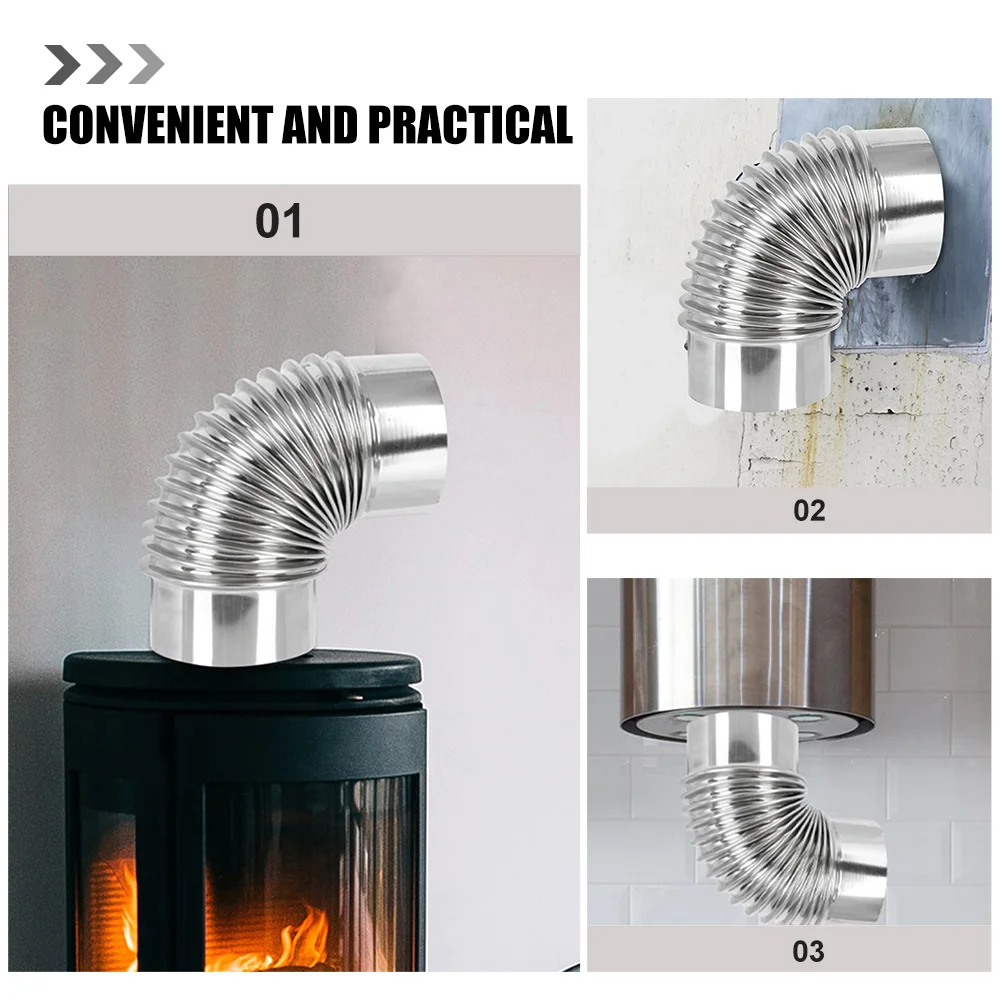 Air Wind Elbow Flue Extension Stove Stainless Steel Chimney Wood Metal 90 Degree