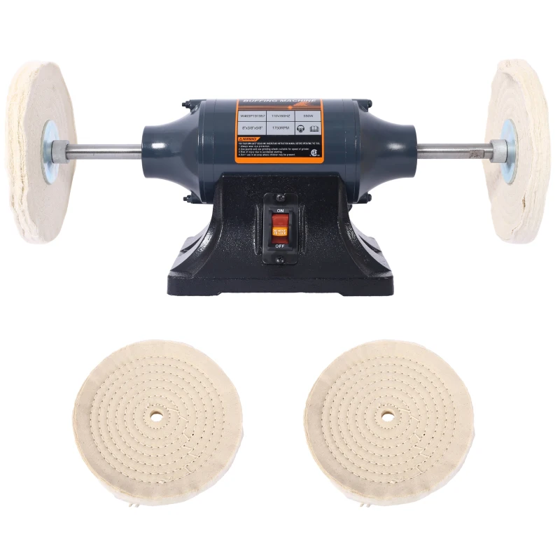 

6-Inch Electric Polisher Bench Buffer Grinder - Includes 4PCs 80Ply Thic Buffing Wheels Ideal Benchtop Buffing Machine for Pol