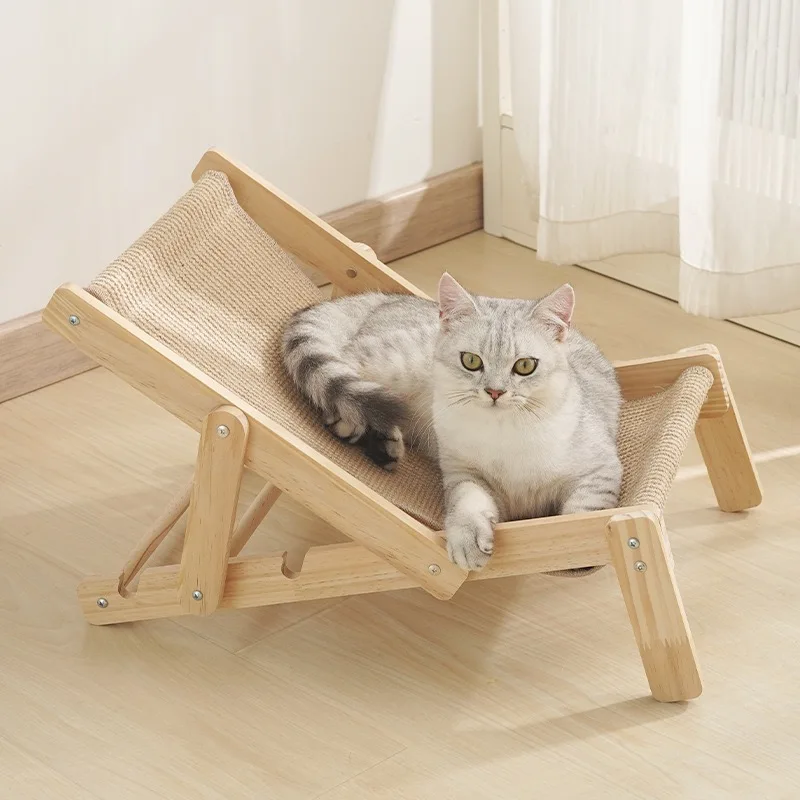 

Моющаяся кровать для кошек, складной деревянный стул для кошек и маленьких собак, летняя кровать для кошек, отстегивающаяся Когтеточка для кошек